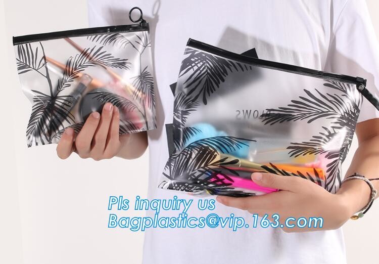 plastic bag with zipper and slider for garment packaging, frosted swimwear PVC vinyl Bag with slider zipper, slider zipp
