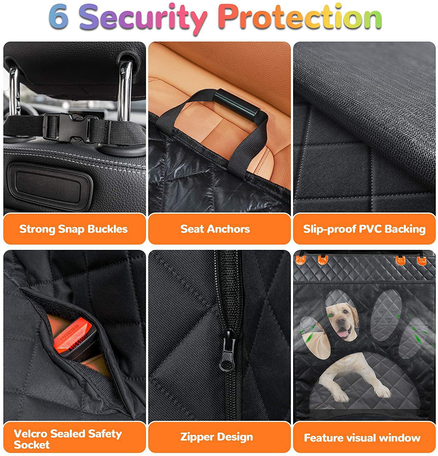 Car Rear Seat Mat Oxford Cloth Waterproof Pet Cushion Cover Storage Pockets Material