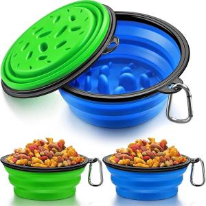 China BPA Free Slow Feeding Collapsible Water Dish For Dogs Traveling 350ml factory
