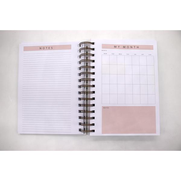 Paper Cover Custom Logo A5 Pink Spiral Weekly Monthly Manifestation Goal Diary Journal Planner Agenda Notebook