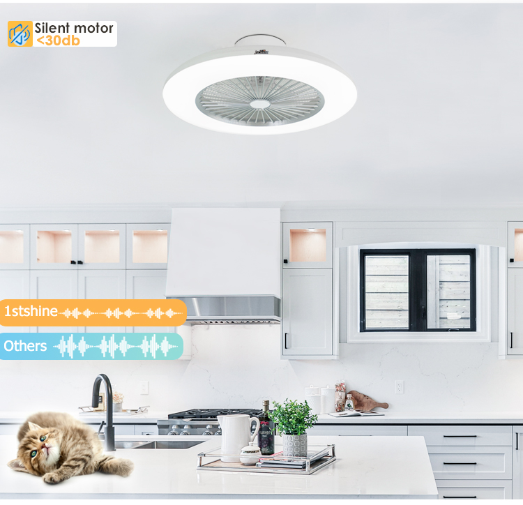 1stshine LED Ceiling Fan 10- Smart Remote and 6 Speeds Ideal for Low Ceiling Bedrooms