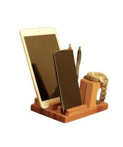 China Morden Design Bamboo Display Unit Cell Phone Charging Stand For Office factory