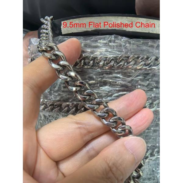 Stocked and Hot Sale 9.5mm Flat Polished Chain Titanium Accessories Gentlemen Chain