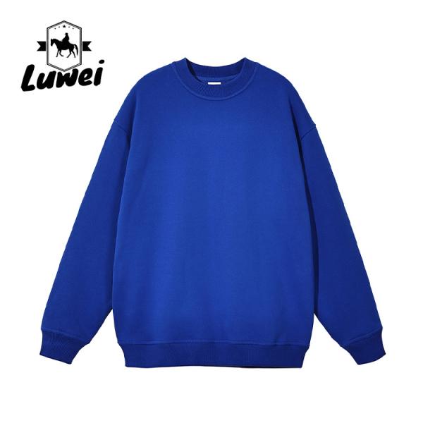 Custom Long Sleeve Solid Color Clothing Organic Embroidery Oversize Man Pullover