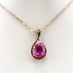 Rose Gold Plated 925 Silver Jewelry Oval Pink Cubic Zircoina Pendant(PSJ0392)