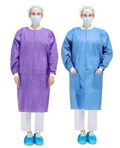 China Customised Logo Disposable Medical Lab Coat for Doctor Nurse Disposable Material factory