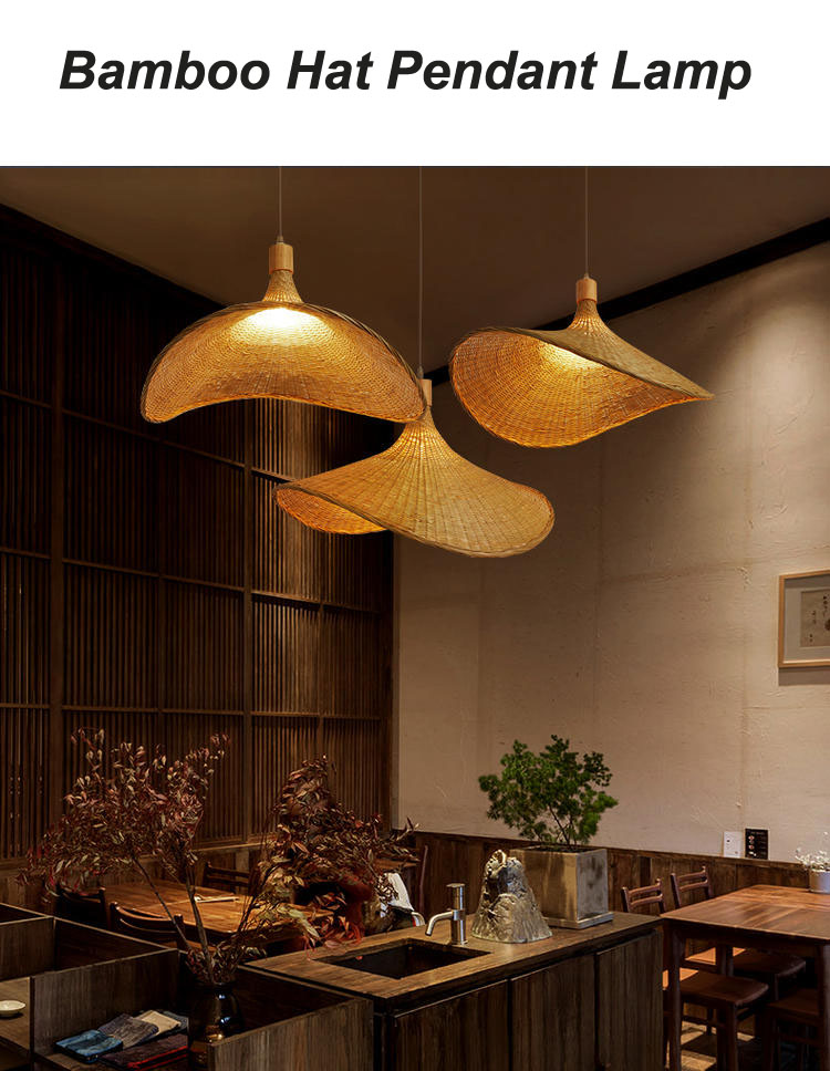 Creative Rattan Pendant Light Big Straw Hat Style 3500K Warm White CCT