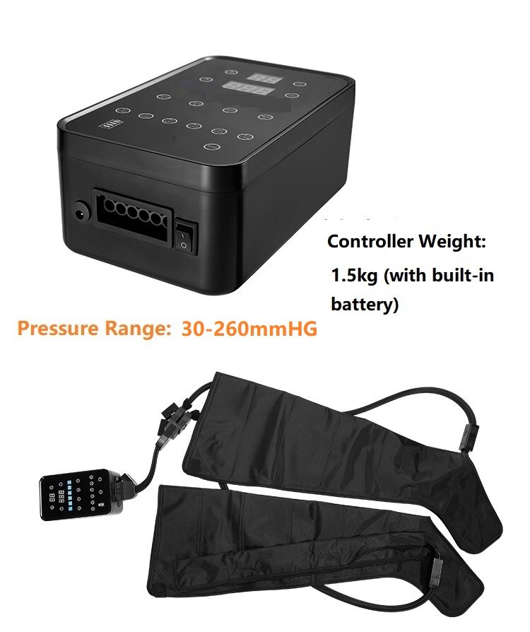 Battery Powered Air Compression Leg Massager Rechargeable 6 Chamber