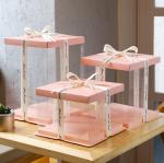 Waterproof Eco Friendly Plastic Packaging PET Transparent High Square Cake