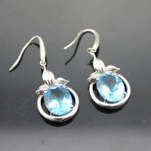 China Women Jewelry 925 Silver Blue Topaz Cubic Zirconia Dangle Earrings(PSJ04882) factory