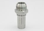 Carton Steel Npt Pipe Fittings , JIC Male 74 Degree Cone Seal In Silver Color (