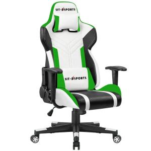China White Frame Black Synthetic Leather Customized Gaming PC Chair Electric Wheel Option factory