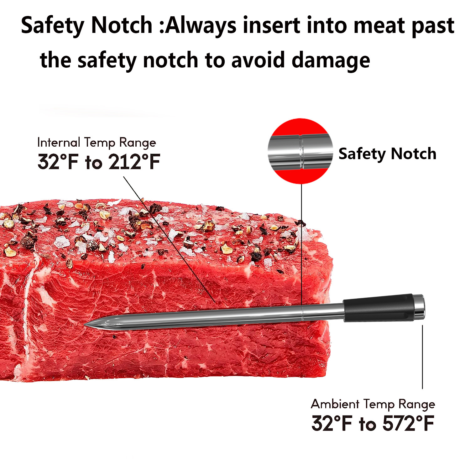 Long distance 150m Remote Smart Bbq Thermometer Instant Read Digital Bluetooth 5.0 Wireless Meat Thermometer 10 Modes Meat Thermometer
