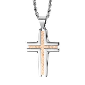 China Special Design Cross Pendant Necklace for Men's Stainless Steel Christian Jewelry factory