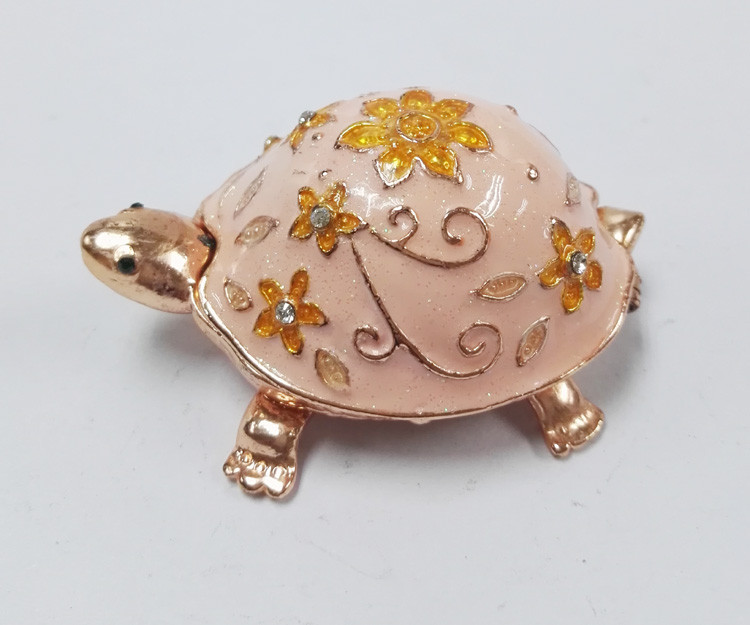 Turtle trinket jewelry box petwer metal jewelry box enamel decoration gifts box
