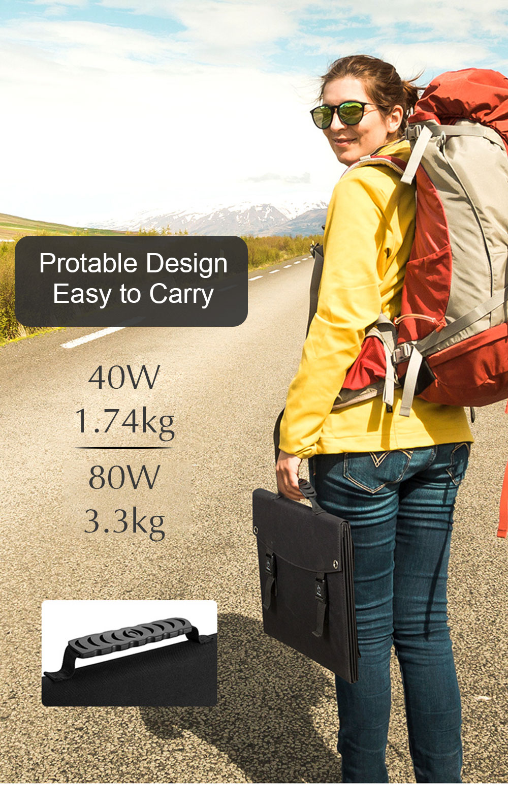 18V Lightweight Solar Panels 100W For Power Station Van RV Road Trip Camping