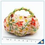 Fashion Handbag Design trinket Box Painting Flower With Crystal Trinket Box