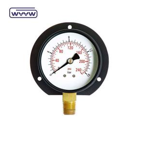 China Black Steel Type Wall Mounted Pressure Gauge 100mm Dial 1 year Warranty factory