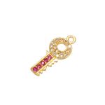 OEM Sterling Silver Key Charm Zircon Vintage 18k Gold Plated Pendants