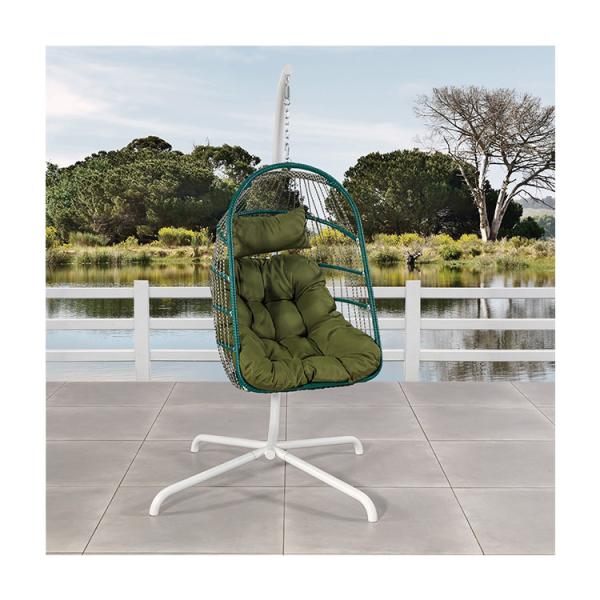Outdoor Furniture Patio Swing Hanging Egg Chair with Steel Frame and Rope Weave