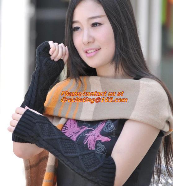 Winter Warm Imitation Rabbit Faux Fur Women Gloves Knitted Patchwork Waist
