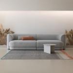 Apartment Sectional Fabric Cloth Sofa Set Ergonomic White Gray