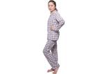Ladies Yarn Dye Check Flannel Pyjamas , Womens Flannel Pajamas Full Open Placket