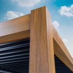 Modern Aluminum Terrace Canopy Roof Louvered Arbours Rot Proof Wooden Coated