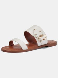 China 2021 New Arrivals Women Shoes Low Heel Leather Slipper Women Summer Slides Chain Flip Flops Slippers factory
