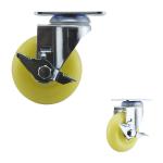 4 Inch Side Brake Medium Duty Casters Yellow PP Swivel Plate