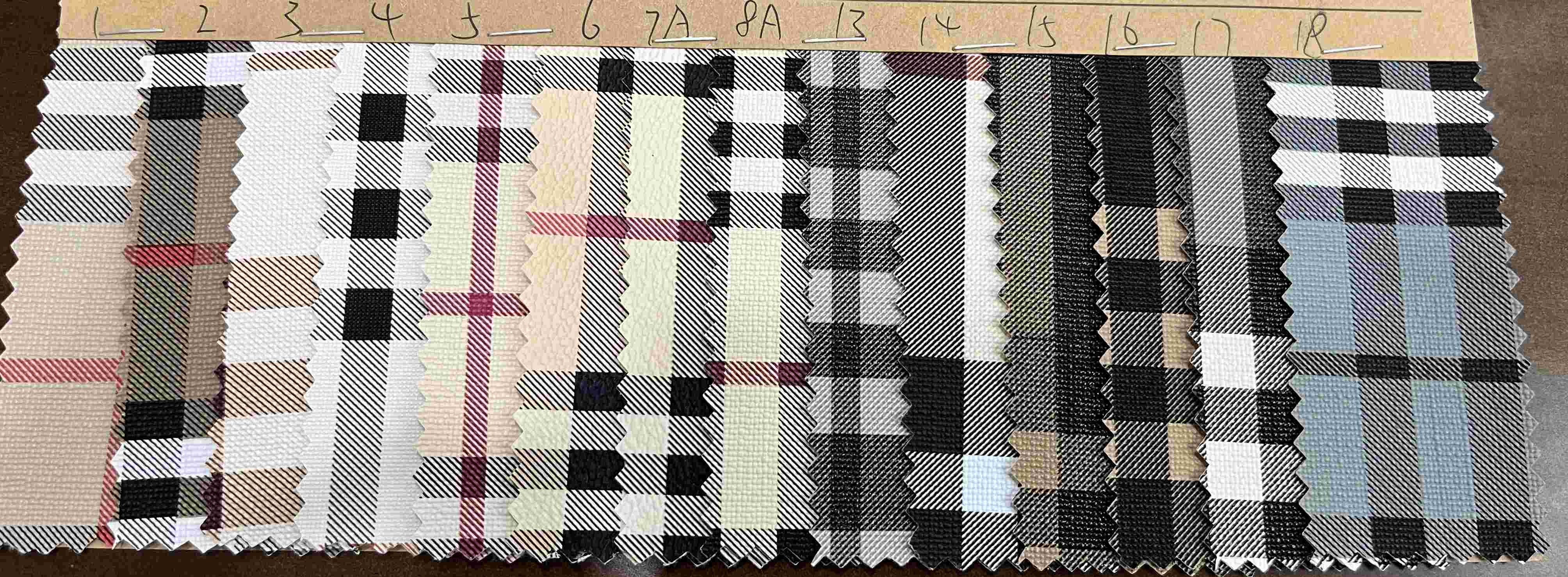 Classic Plaid Printed Faux Leather For Bags Knitted synthetic leather PVC