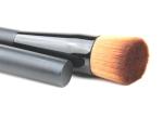 Woman Black Foundation Bevel Brushes With Brown Hair / Black Ferrule