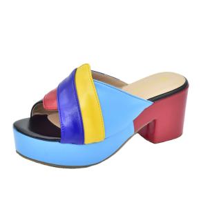 China 100% Cotton Thin Heels Luxury Leather Ladies Slippers Stylish and Comfortable factory