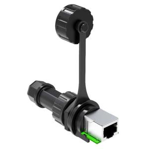 China 10 pin F/F Straight Through RJ48 Waterproof Coupler Shield 180 Degrees Panel Mount factory