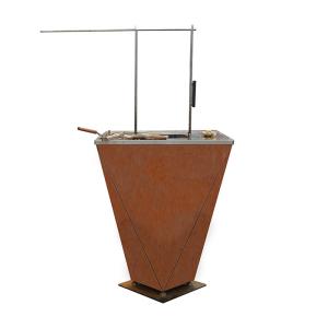 China Outdoor Custom Steel Grill Natural Oxidized Camping Wood Storage factory