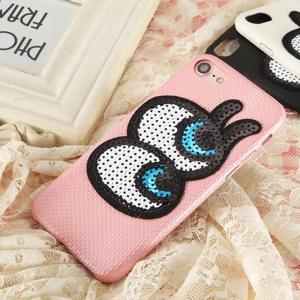 China Soft Plaid PU Lovely Big Eyes Cell Phone Case Back Cover for iphone 7 7 plus 6s 6 plus factory
