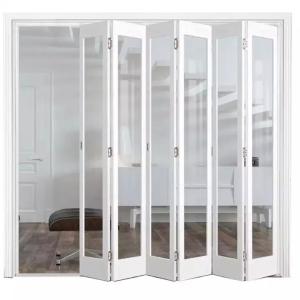 China Exterior Customized Plastic Folding Door UPVC Frame Glass Accordion Design Bifold factory