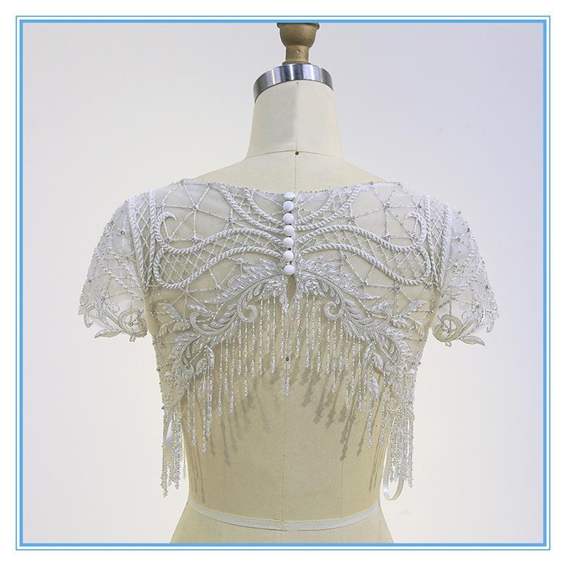 Lady short elegant style wedding embroidery beading top lady blouse & top for sale