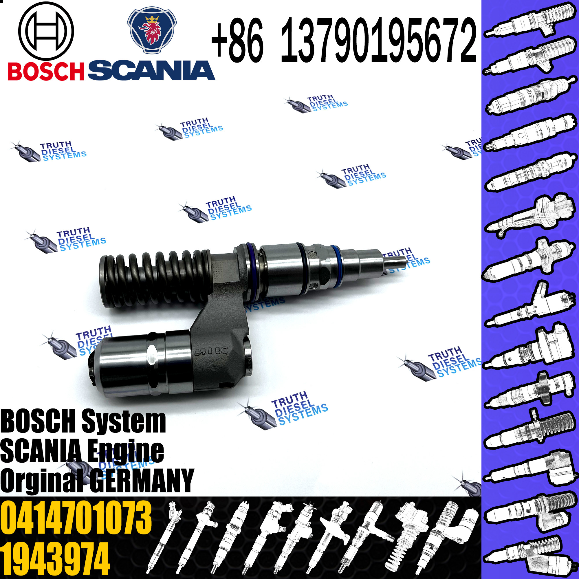 BOSCH injetor Diesel fuel Unit pump assembly 0414701073 1943974 for Scania G460 460hp Euro 3 engine