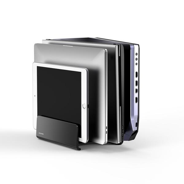 China 933g 38mm Thinckness Black Aluminum Alloy Vertical Laptop Stand With Rubber factory