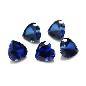 China Gems Loose Gemstone Heart Cut 3x3mm To 10x10mm 33# 34# Blue Sapphire Synthetic Stones factory