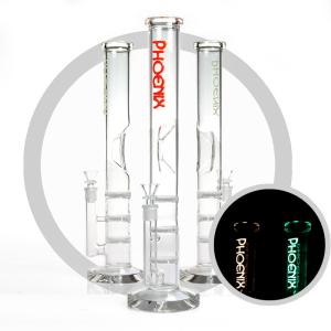 China Pressing Crystal Thick base Bong Triple Honeycomb Per Bongs 16'' Tall Straight Tube Glass Smoking Water Pipe factory