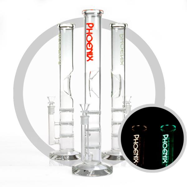 Pressing Crystal Thick base Bong Triple Honeycomb Per Bongs 16'' Tall Straight