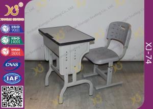 China Pre - Assembled Metal Kids School Desk And Chair Set With Electrostatic Powder Coating factory
