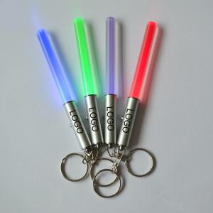 China LED light stick key chain 12*1cm Acrylic + aluminum alloy logo customized factory