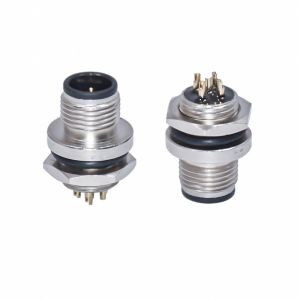 M12 Waterproof Connector Pcb Solder Rear Mount Connector Flange Socket PA66 IP67 M8 A B D Code