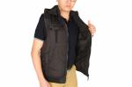 Casual Windproof Black Body Warmer With Hood Sample Free