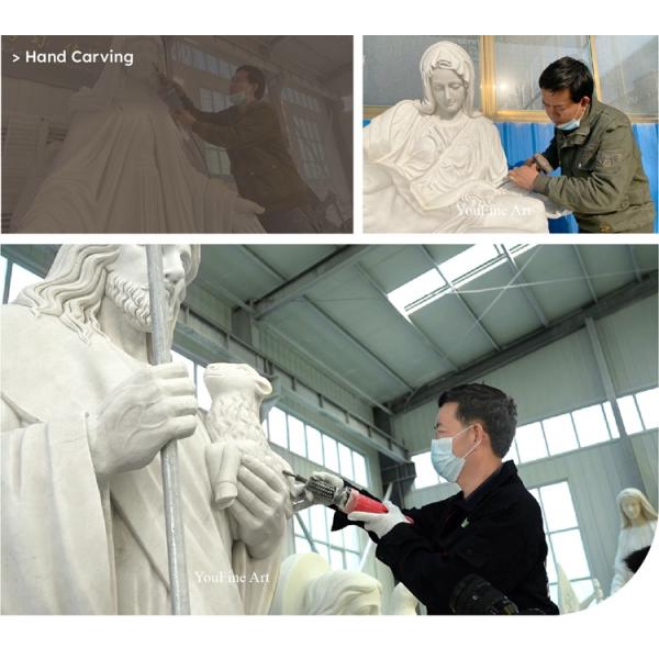 Customized Large Life Size Religious Sculpture Garden Decorative Pure White Marble Holy Family Church Statue