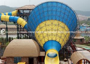 China Customized Adults Fiberglass Water Park Tornado Slide 14.6m Height , 42*60m factory