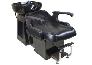 China Traditional Backwash Reclining Shampoo Chair With Footrest , Salon Shampoo Units factory